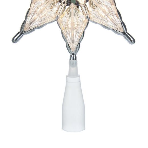 Light Up Silver-Trim Retro Clear 8-Point Star Christmas Tree Topper 8" Lit Incan - Picture 3 of 15